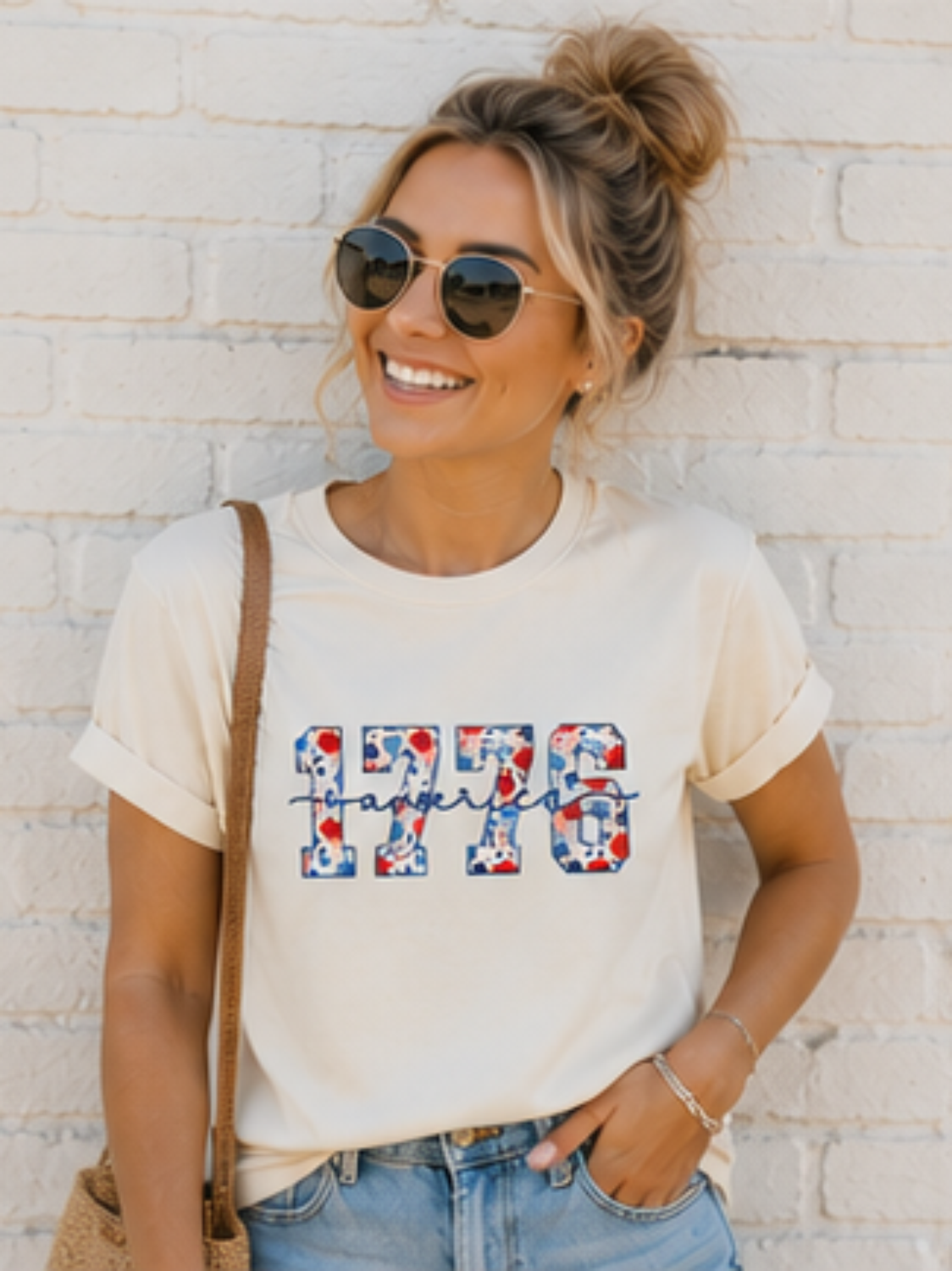 1776 America Floral Gildan Softstyle Tee