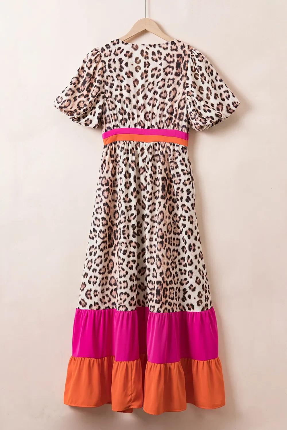 Leopard V-Neck Half Sleeve Maxi Dress