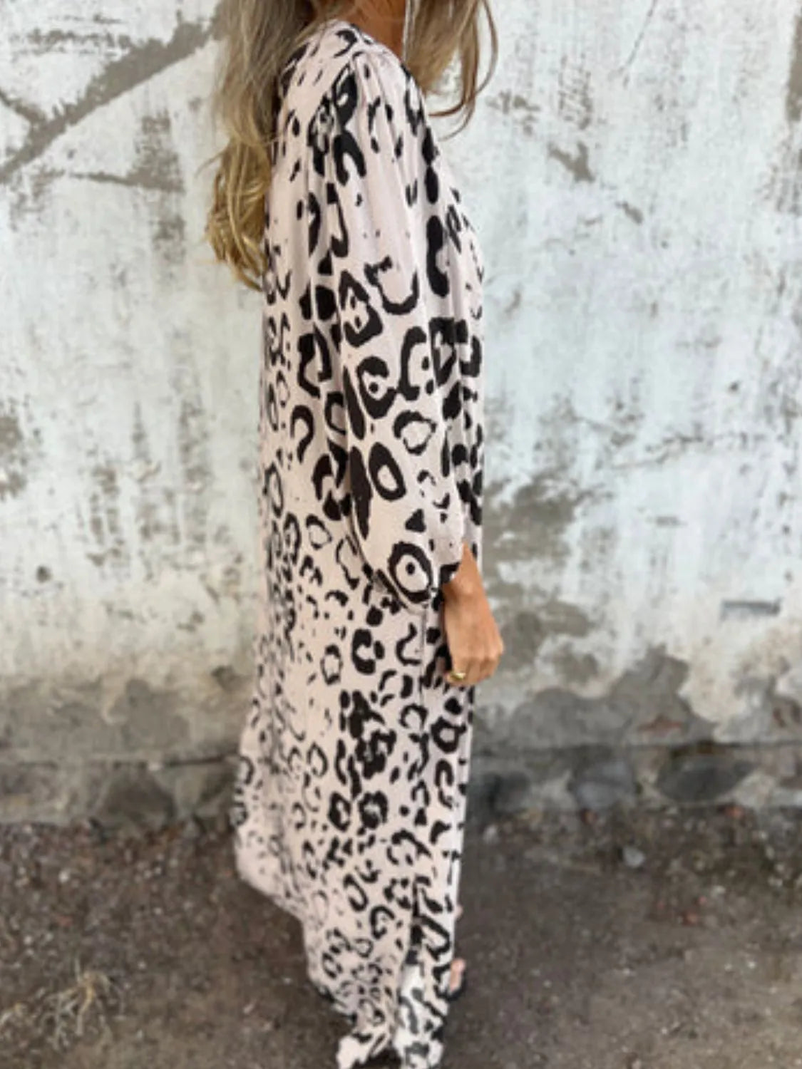 Printed V-Neck Dress with Pockets