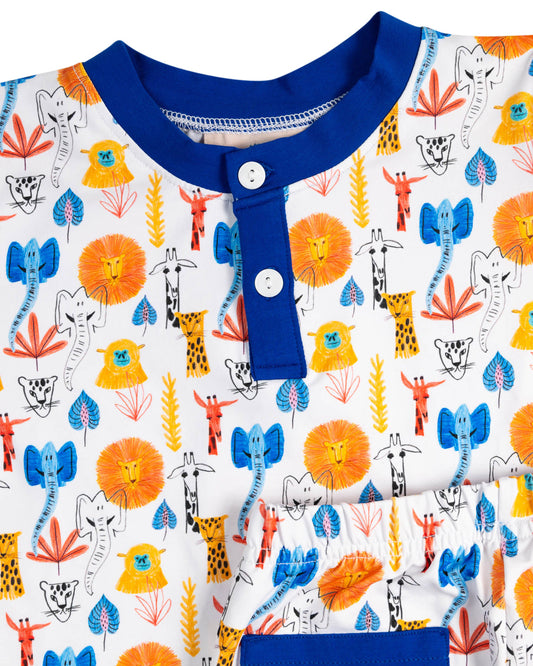 Safari Fun Short Sleeve Knit Pajama Set- FINAL SALE