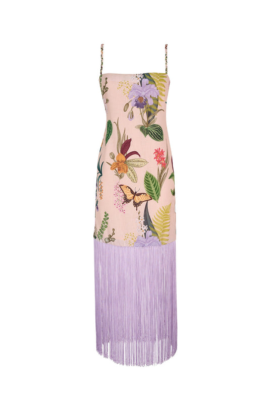 PAPILLON DRESS IN JARDIN PRINT SOFT KHAKI