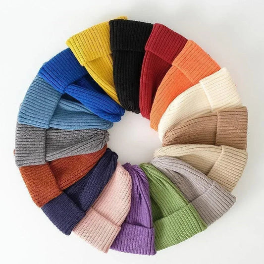 New Beanie Winter for Women Men Boys Girls Crochet Hat Solid Color Unisex Autumn Knitted Beanies Caps Wild Accessories