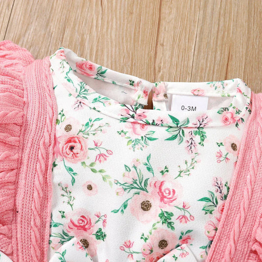 LUXBABY Girls 0-18 Months Floral Long Sleeve Outfit