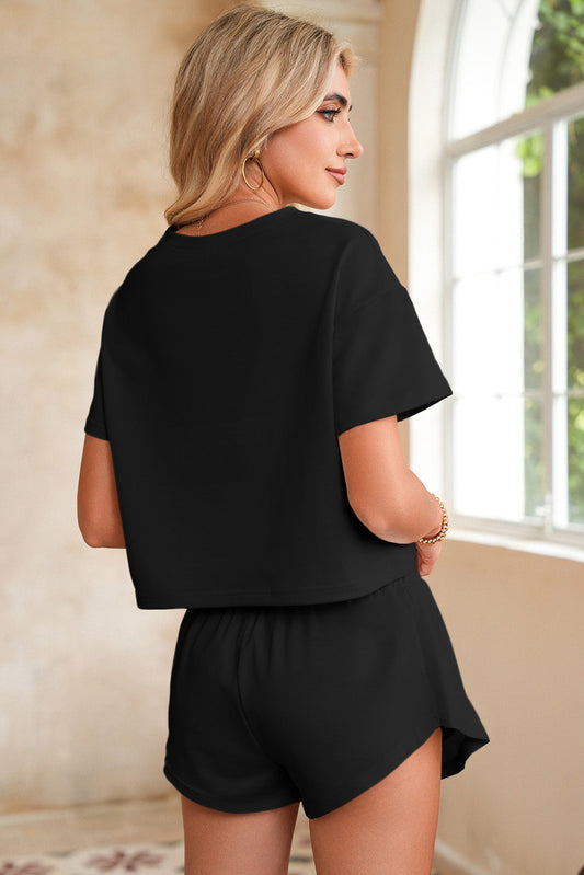 Luxury Cropped Tee and Ruffle High Waist Skort Set