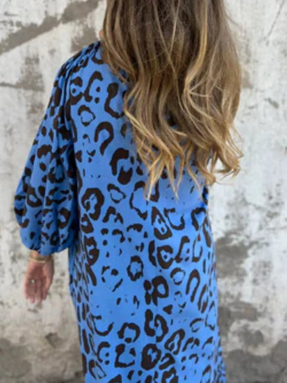 Printed V-Neck Dress with Pockets
