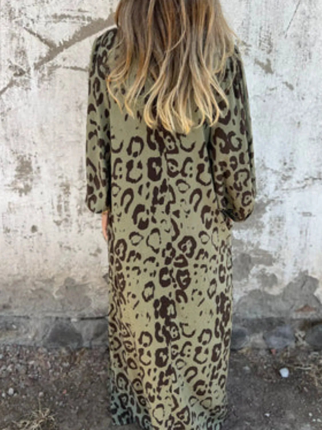 Printed V-Neck Dress with Pockets