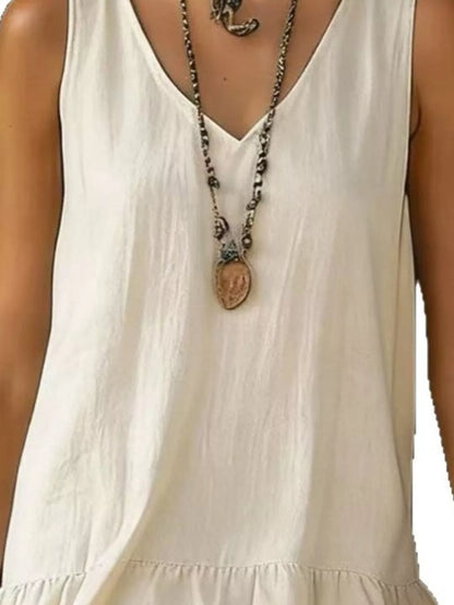 Full Size Ruffled Hem V-Neck Sleeveless Dress Plus Size