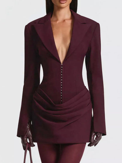 Blazer-Style Long Sleeve Mini Dress