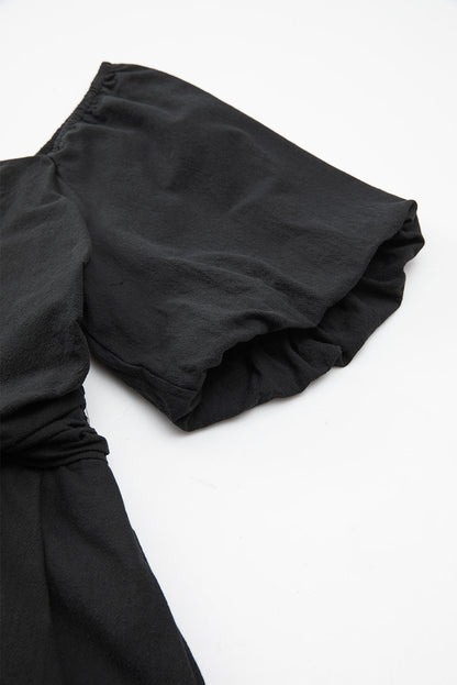 Malaysia Ruched Puff Sleeve Romper