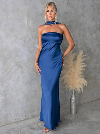 Satin Halter Maxi Dress