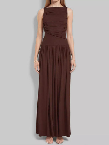 Ruched Sleeveless Maxi Dress
