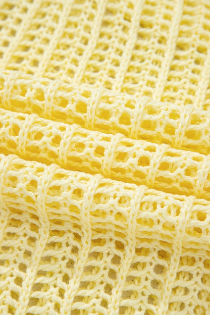 Hollow-out Crochet Tie Side Short Sleeve Sweater