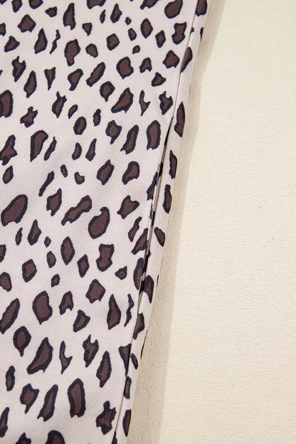 Leopard Print Zip up Collar Patchwork Shift Mini Dress