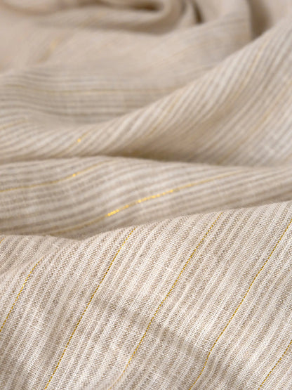 100% Linen Striped Elastic-Waist Midi Dress ARIA