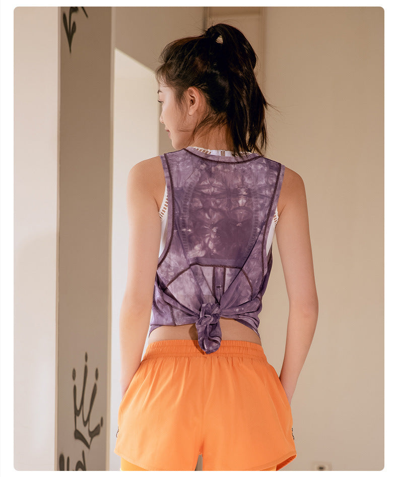 Mesh Breathable Sports Blouse Women Running Workout Quick Drying T shirt Sleeveless Vest Yoga Clothing Top