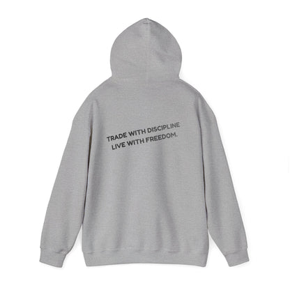 Hoodie — "Trade with Discipline, Live with Freedom" Minimal Motivational Pullover