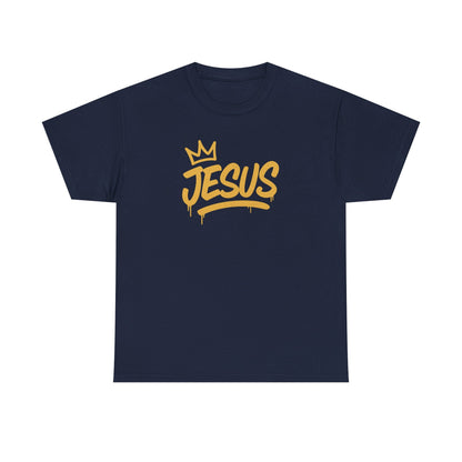 Jesus Crown Tee — Gold Script Inspirational T-Shirt