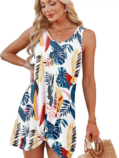 Sleeveless Knotted Hem Tank Dress