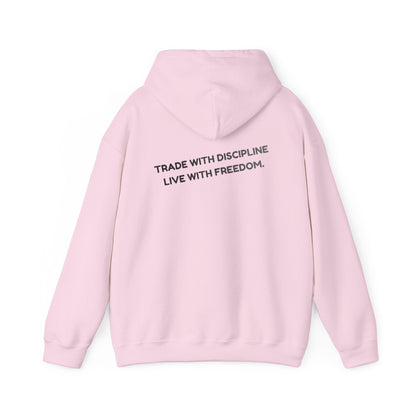 Hoodie — "Trade with Discipline, Live with Freedom" Minimal Motivational Pullover