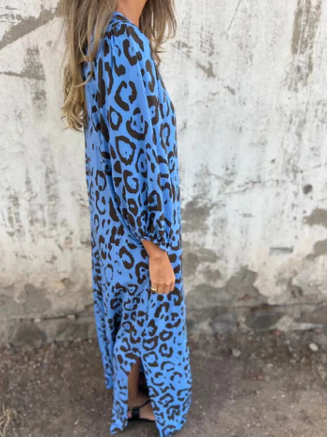 Printed V-Neck Dress with Pockets