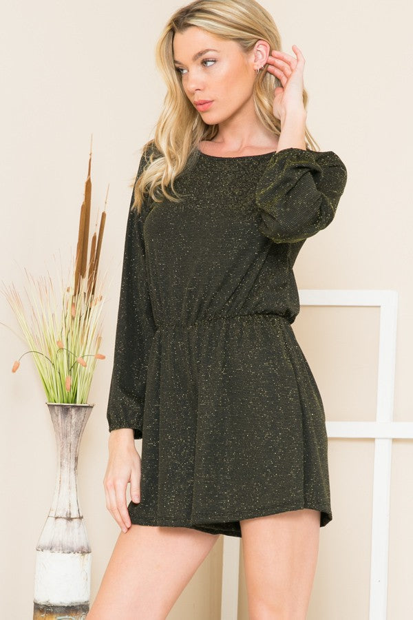 PUFF SLEEVE LUREX ROMPER