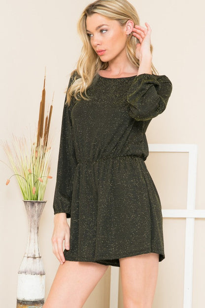 PUFF SLEEVE LUREX ROMPER