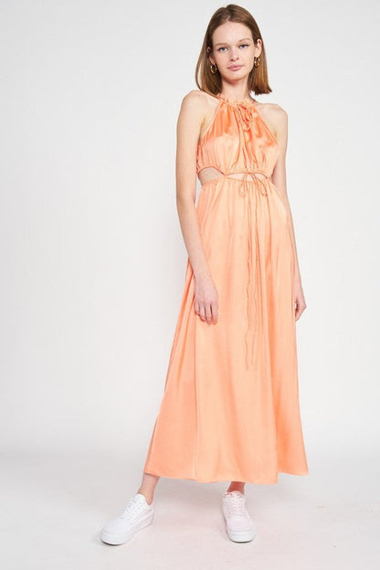 SLEEVELESS MAXI DRESS WITH CUTOUT See size chart under “more details”