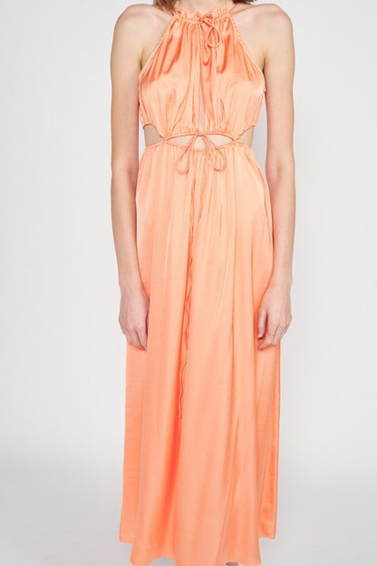 SLEEVELESS MAXI DRESS WITH CUTOUT See size chart under “more details”
