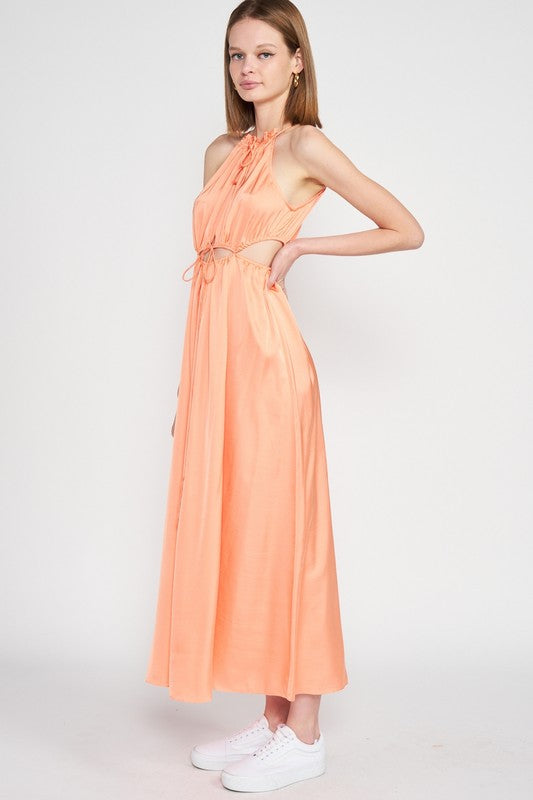 SLEEVELESS MAXI DRESS WITH CUTOUT See size chart under “more details”