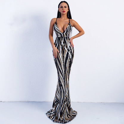 Sling Strapless Back Sequined Mermaid Evening Dress See size chart under “more details”