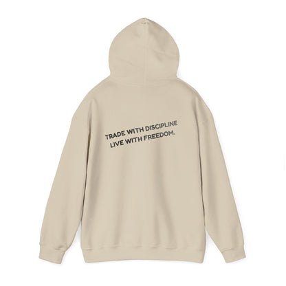 Hoodie — "Trade with Discipline, Live with Freedom" Minimal Motivational Pullover