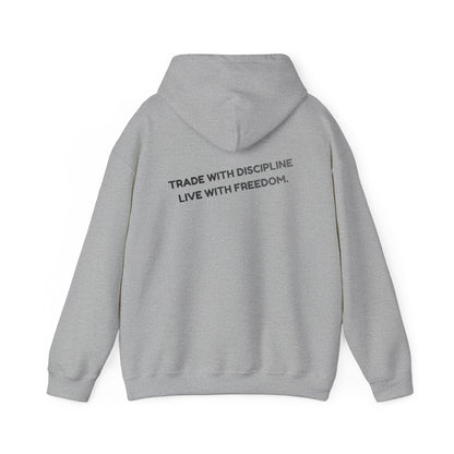 Hoodie — "Trade with Discipline, Live with Freedom" Minimal Motivational Pullover