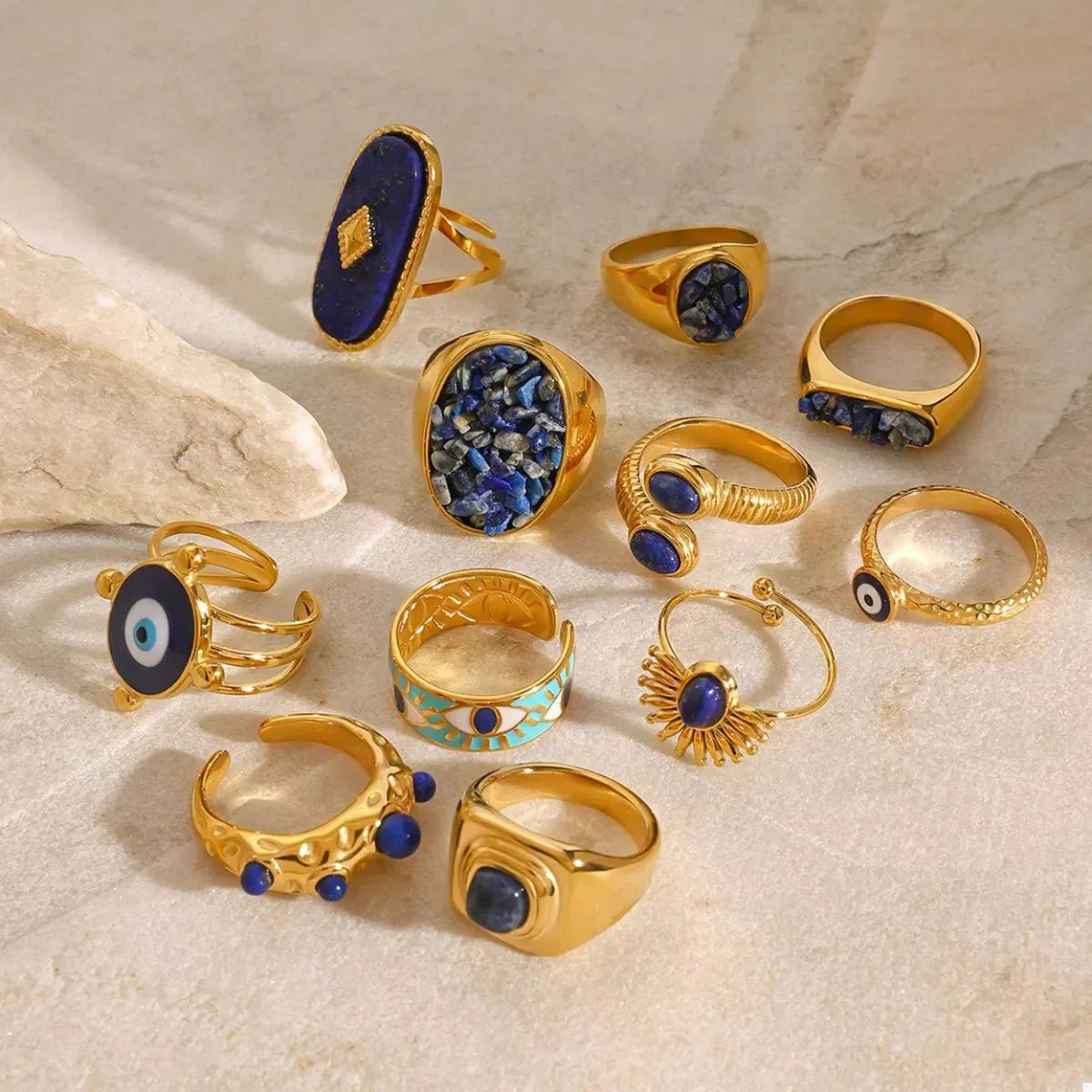 18K Gold-Plated Natural Stone Ring