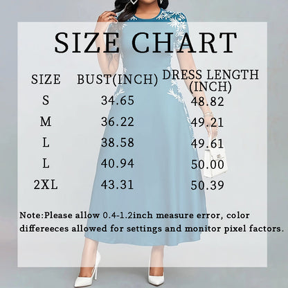 Women's Elegant Empire Waist Short Sleeve Printed Sides Maxi Dress