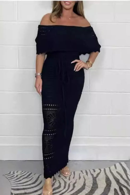 Crochet Off-Shoulder Maxi Dress