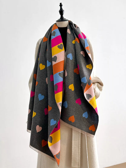 Heart Pattern Warm Scarf