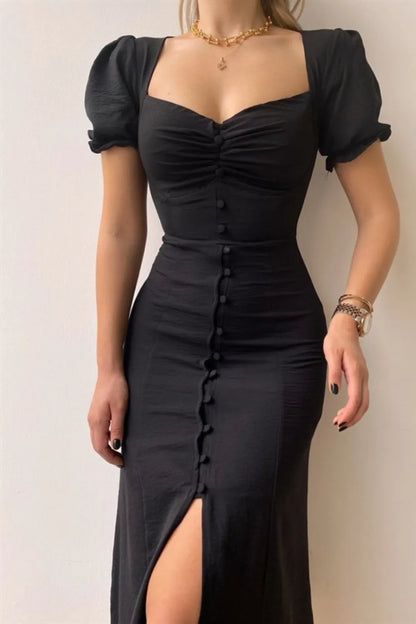Sweetheart Neck Short Sleeve Dress
