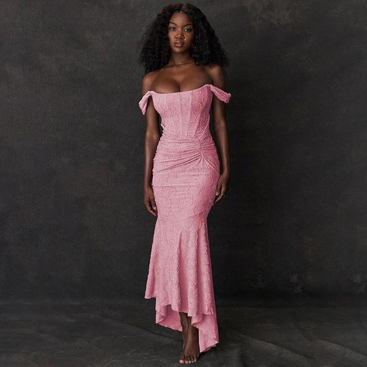Mozision Off-shoulder Backless Sexy Evening Dress For Women Purple Sleeveless Strapless Ruched Bodycon Club Party Dress