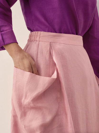100% Linen Elastic Waist Skirt MARINA