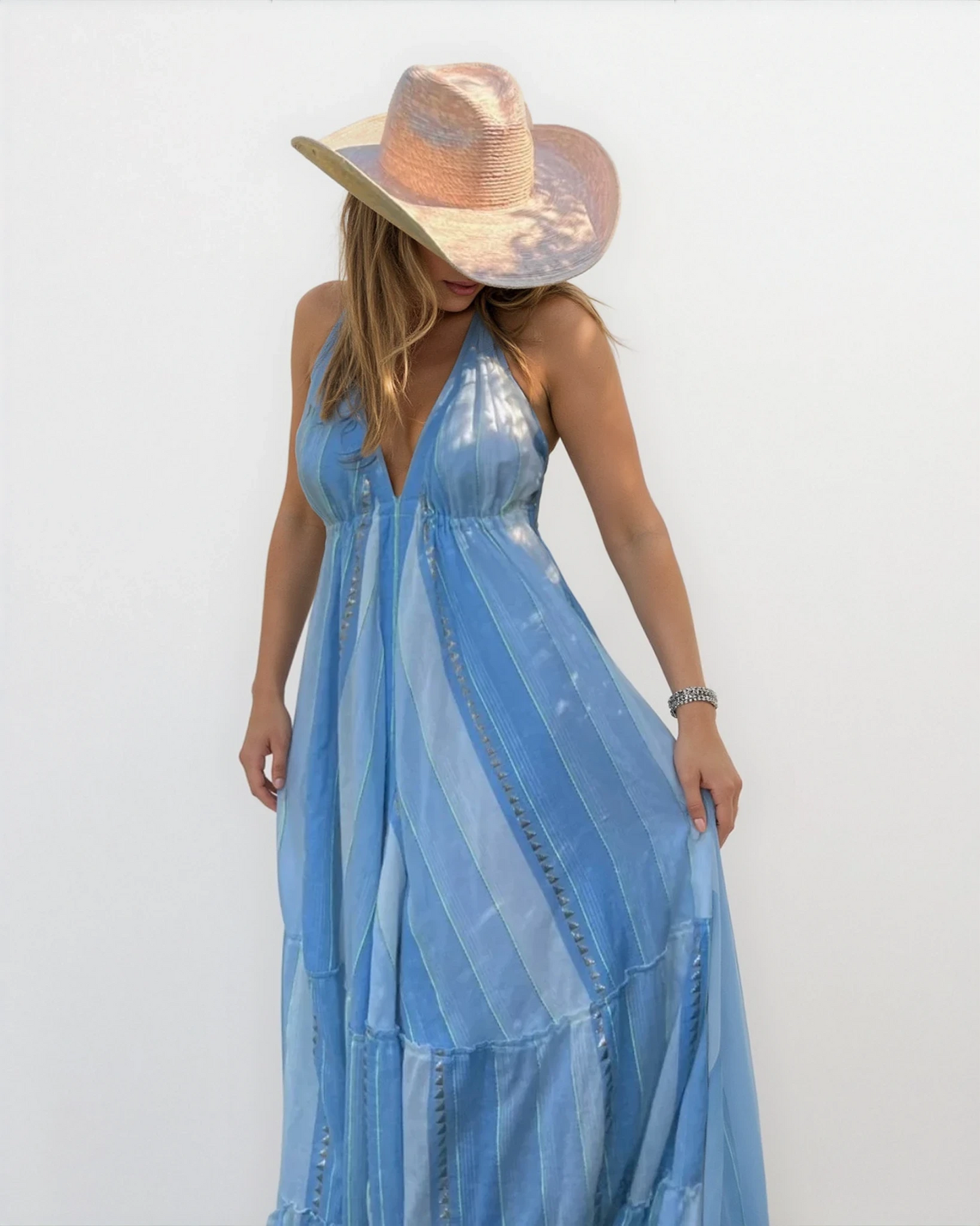 Nibi the Label Ziggy Scarf Dress - Blue/Gold