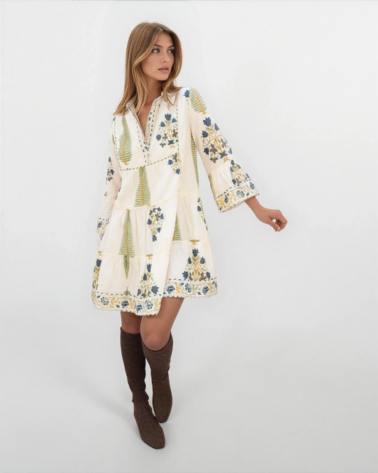 Dylan Mini Dress in Navy Victorian