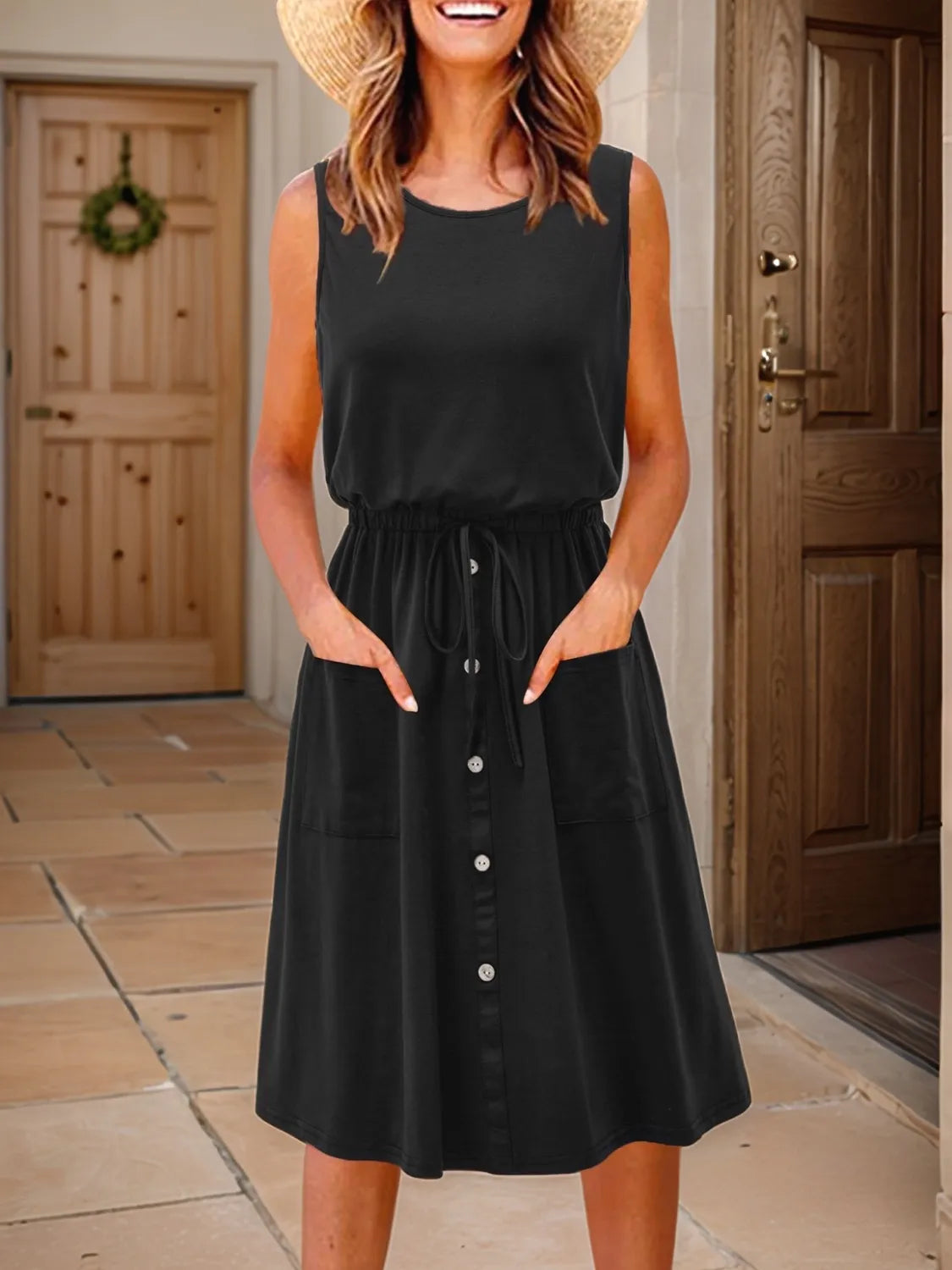 Round Neck Sleeveless Tank Dress