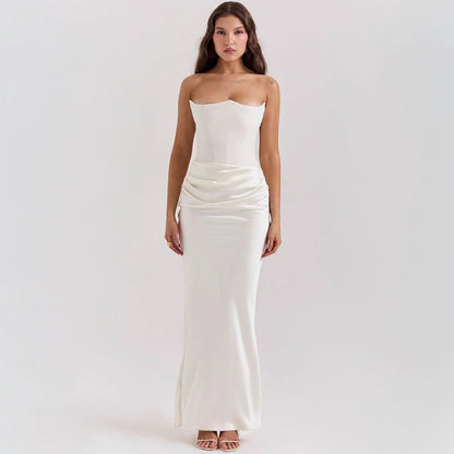 Slim Tube Top Long Dress Sexy Fashion Bandeau Backless Party Evening Dresses For Women Clothing