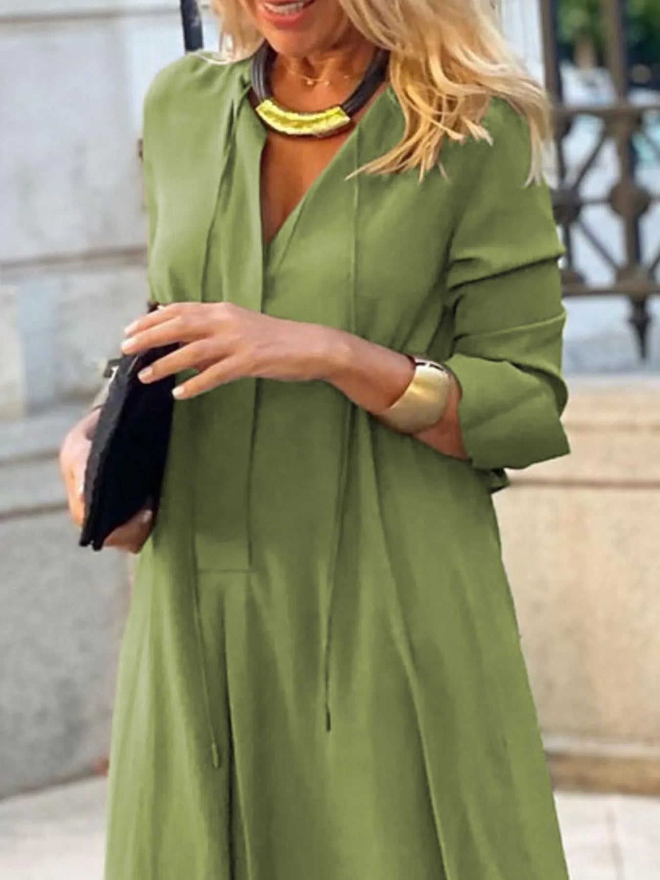 Solid Color Maxi Shirt Dress