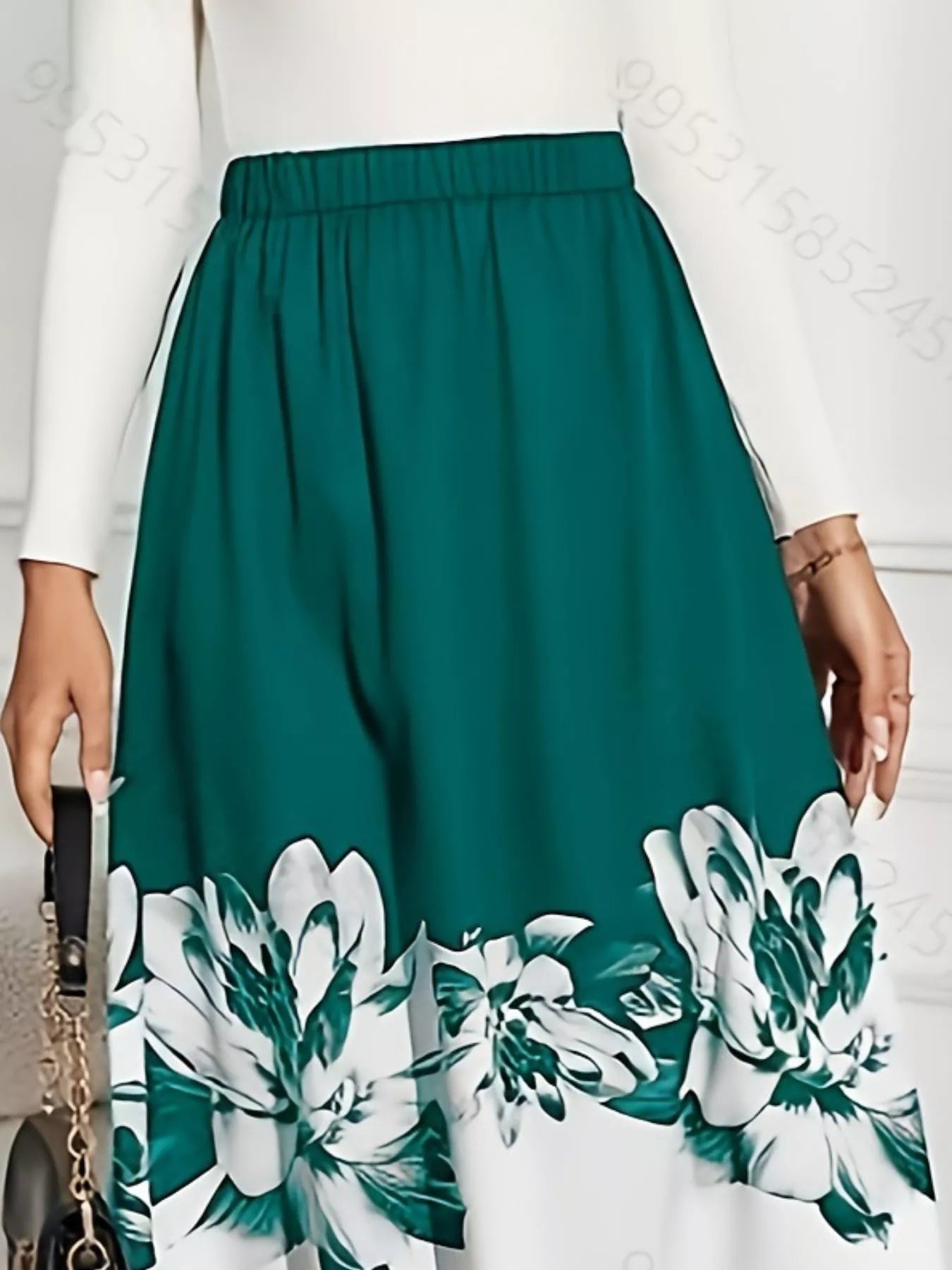 Floral Print A-Line Midi Skirt See size chart under “more details”