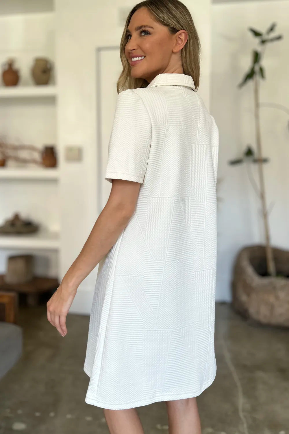 Double Take Texture Short Sleeve Dress
