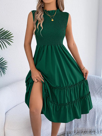 Smocked Sleeveless Tiered Dress