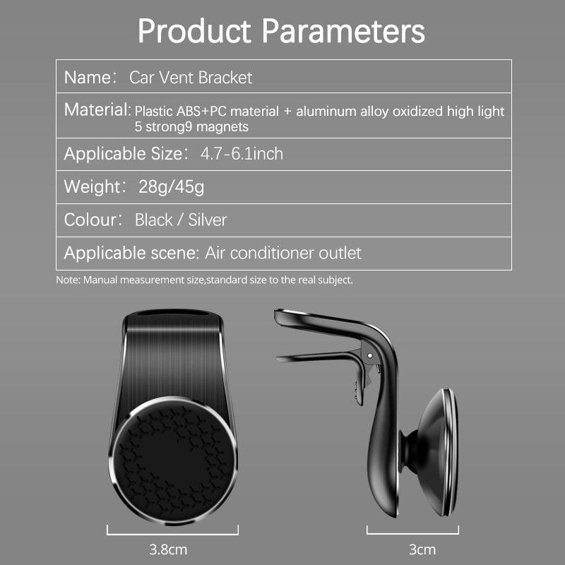 Magnetic Car Phone Holder – 360° Rotating Air Vent Mount