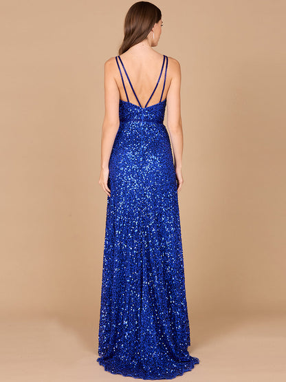 Beaded Prom Dress with High Slit
