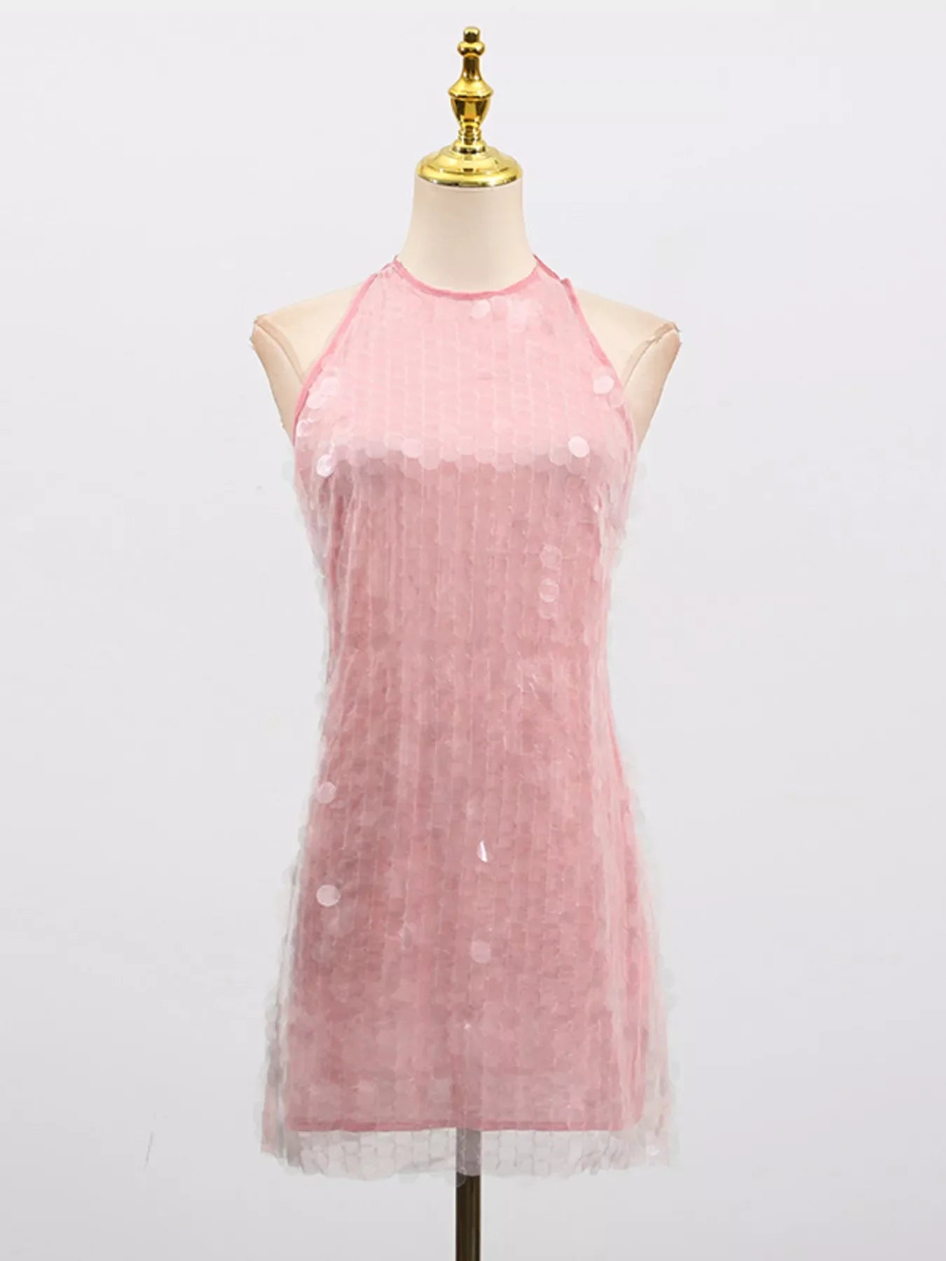 Sequin Halter Neck Mini Dress